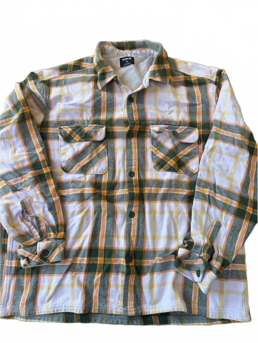 Hurley Santa Cruz Shoreline Flannel Shirt XL Green Plaid